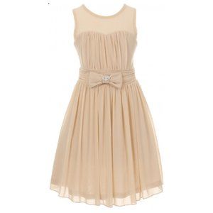 Little Girl Toddler Sweetheart Chiffon Neckline Bow Princess Flower Girls Dress